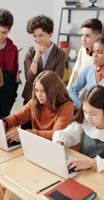 students learning