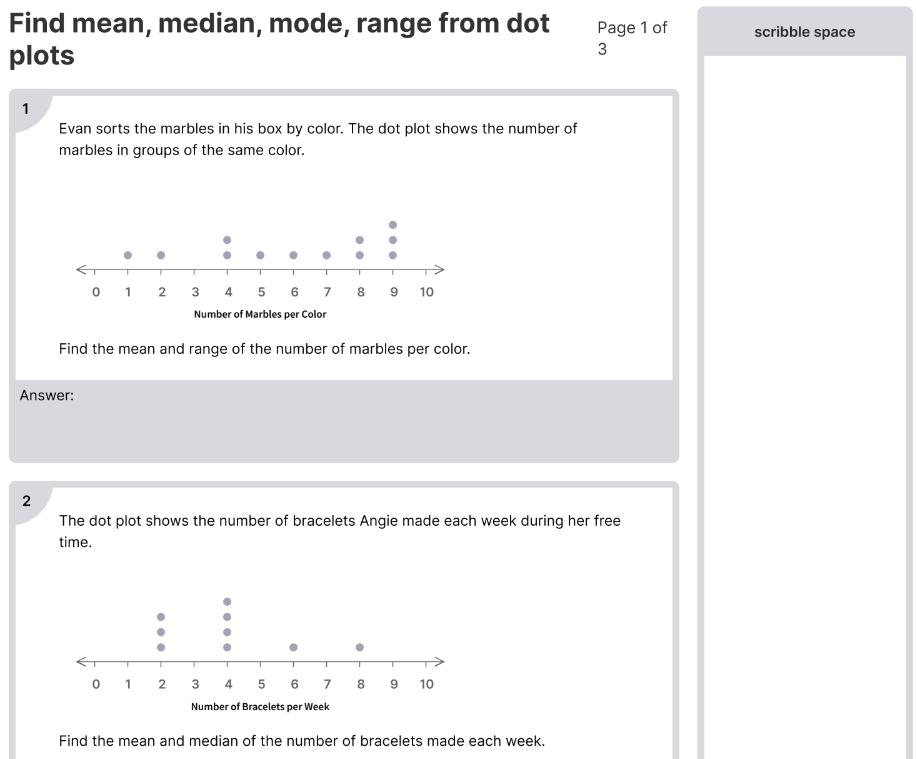 Find Mean, Median, Mode, Range From Dot Plots Worksheets [PDF] (6.NS.C ...