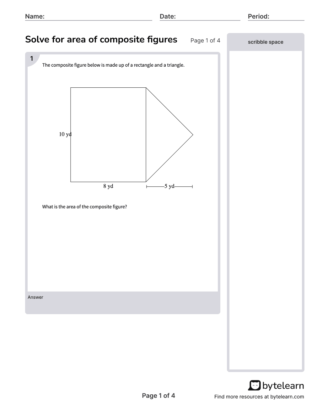 Area Of Composite Figures Worksheets PDF (7 G B 6): 7th Grade Math