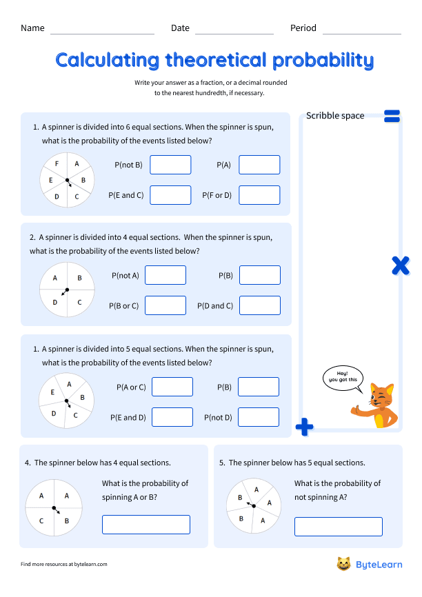 Calculate theoretical probability worksheets pdf 7 sp c 7 a 7th