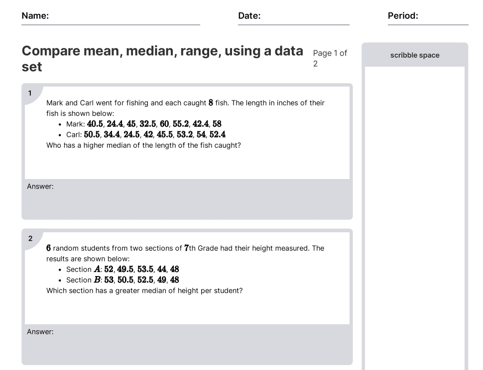 Compare mean, median, range, using a data set.png