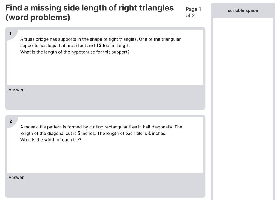 Find a missing side length of right triangles (word problems).png