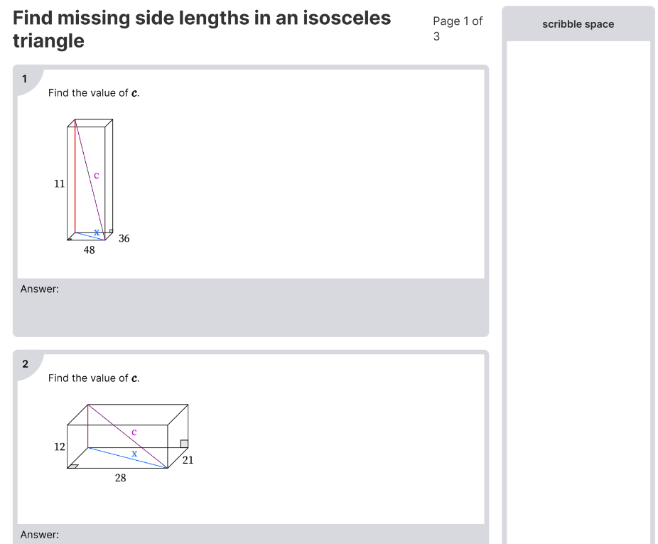 Find missing side lengths in an isosceles triangle.png