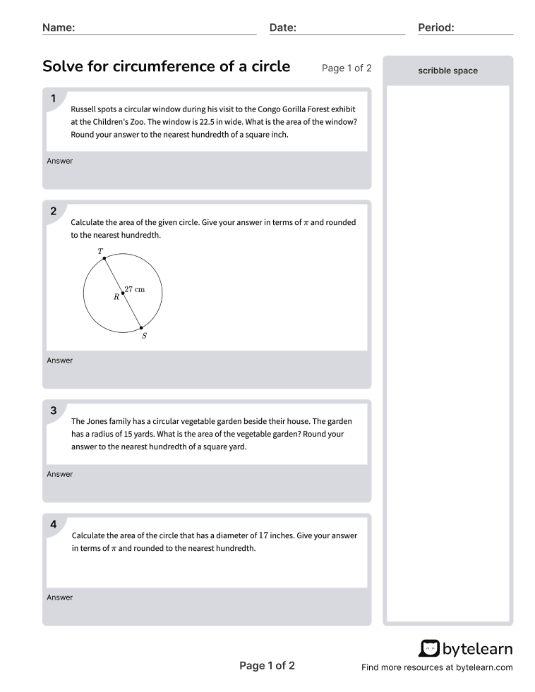 Solve for circumference of a circle Worksheet-  p1-4q.png