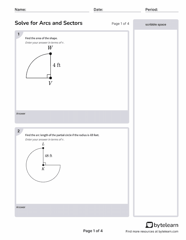 Sectors And Arcs Worksheet